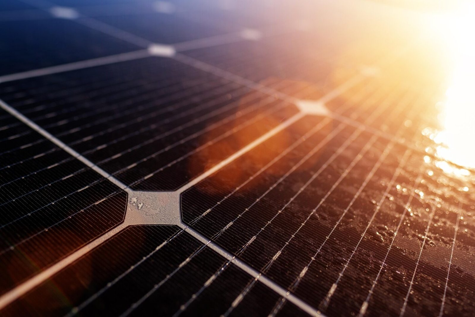 Placa solar fotovoltaica al atardecer